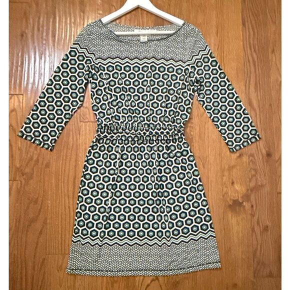 Max Studio green geometric print long sleeve dress M - Picture 7 of 7